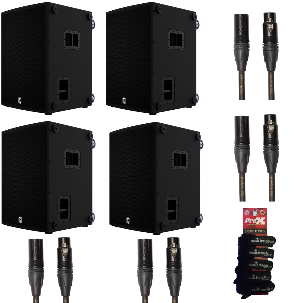 Yorkville Elite Big Boom Subwoofer Package 4xEL18S 3200 watt 18' Powered Subwoofer + Roland Gold 25' XLRs