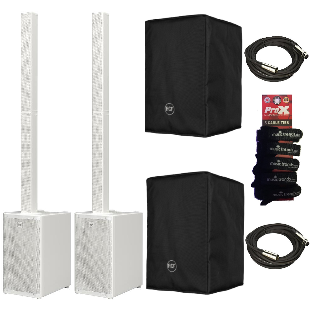 2xRCF EVOX J11 Active 3500w 12" Three-way Column Array White + 2x Covers + XLRs