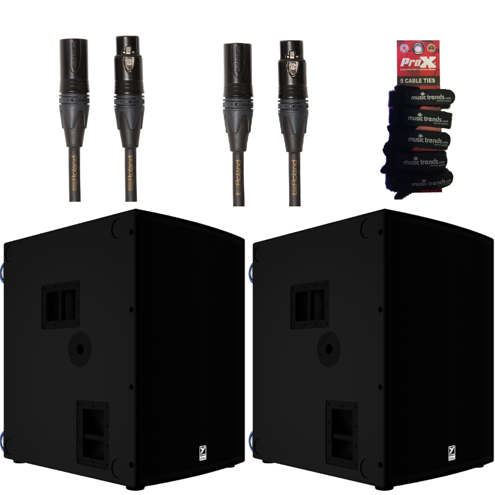 2x Yorkville EL21S Elite 21" 3600 watt Powered Subwoofer + 25 FT Gold Roland XLRs
