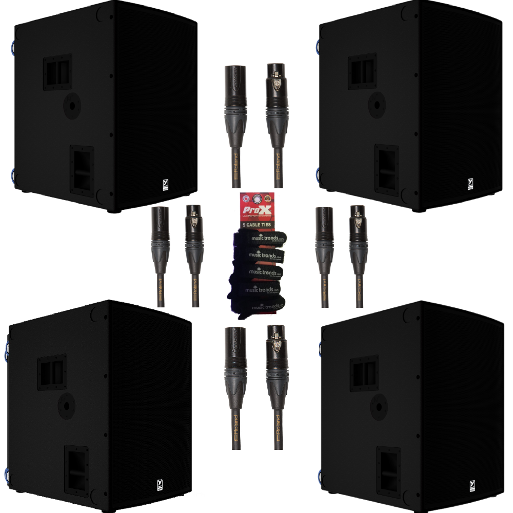 Yorkville Elite Bigger Boom Subwoofer Package 4x EL21S + Roland Gold XLRs
