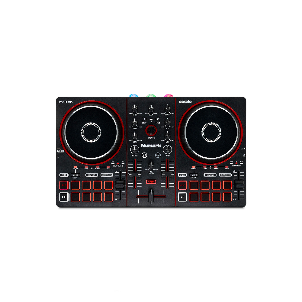 NUMARK PARTY MIX III 2-Deck DJ Controller w/Party Lights built-in